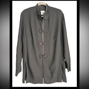 R & M RICHARDS BY KAREN WONG Vintage Elegant Black Mandarin Tunic Top  Sz 16